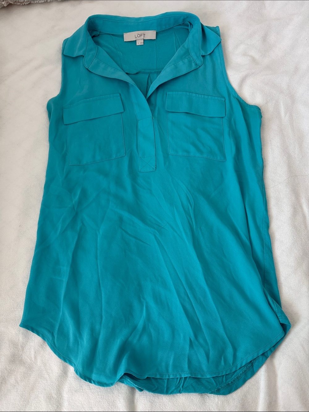 LOFT Teal Sleeveless Collared Utility Camisole
